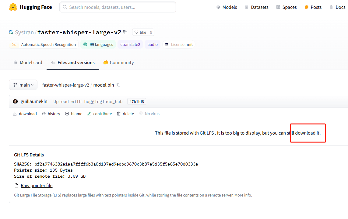 Systran-faster-whisper-large-v2-download