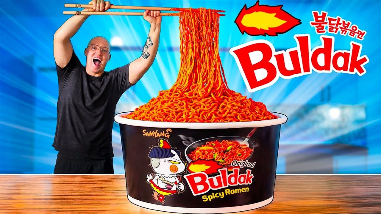 挑战做超大份Buldak火鸡面：一整锅辣到冒烟