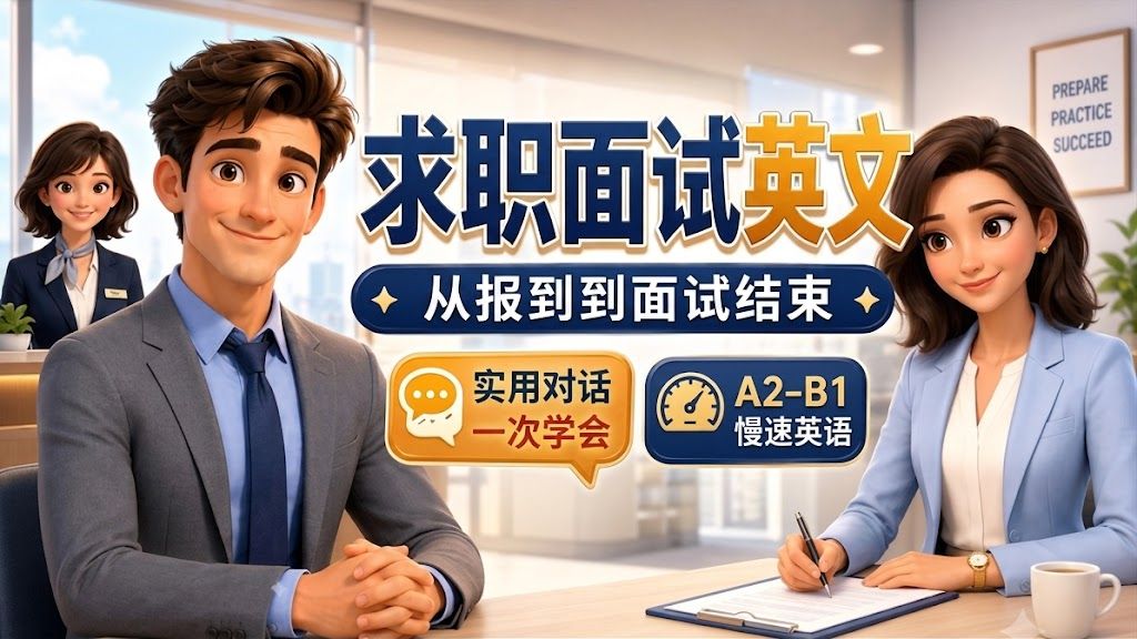 【沉浸式英文动画】💼求职面试英文｜掌握工作面试必备问题｜从报到到面试结束，完整实用对话一次学会｜A2–B1慢速英语