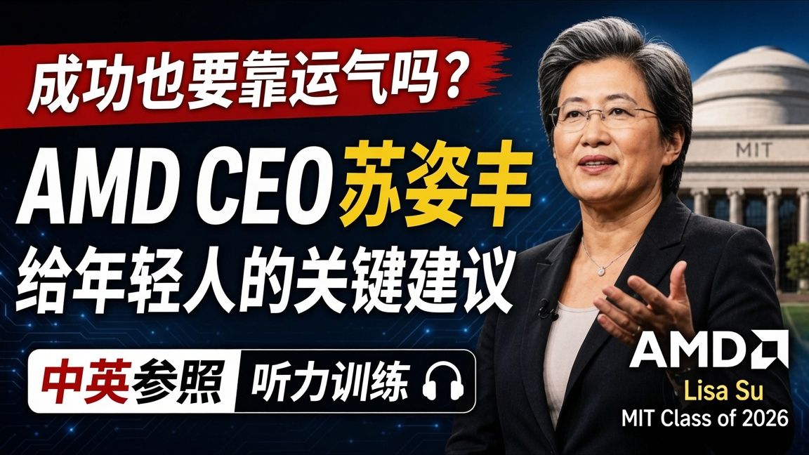 实战练英文 | 成功也要靠运气吗？AMD CEO苏姿丰给年轻人的关键建议：挑战最难的问题，失败后再站起来｜中英对照听力训练