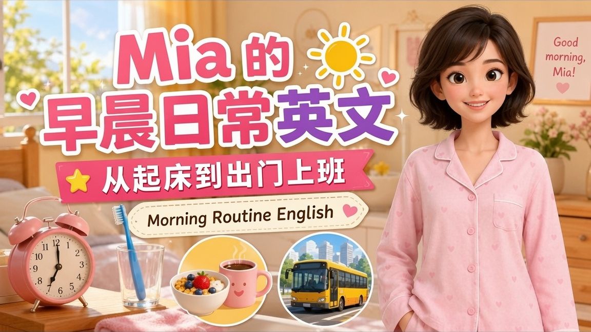 ⏰ 早晨日常英文｜每天都用得到！从起床到出门上班☕🚌｜沉浸式英文动画Morning Routine English