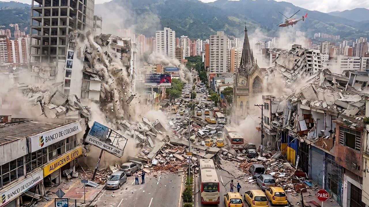 哥伦比亚7.4级地震实录：建筑道路损毁，救援紧急展开