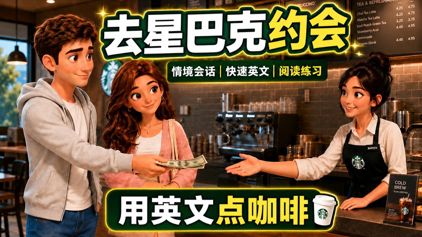 【沉浸式英文动画】去星巴克约会!☕ 超实用点咖啡英文:点餐、客制化一听就会,听完就能开口说!|Starbucks English