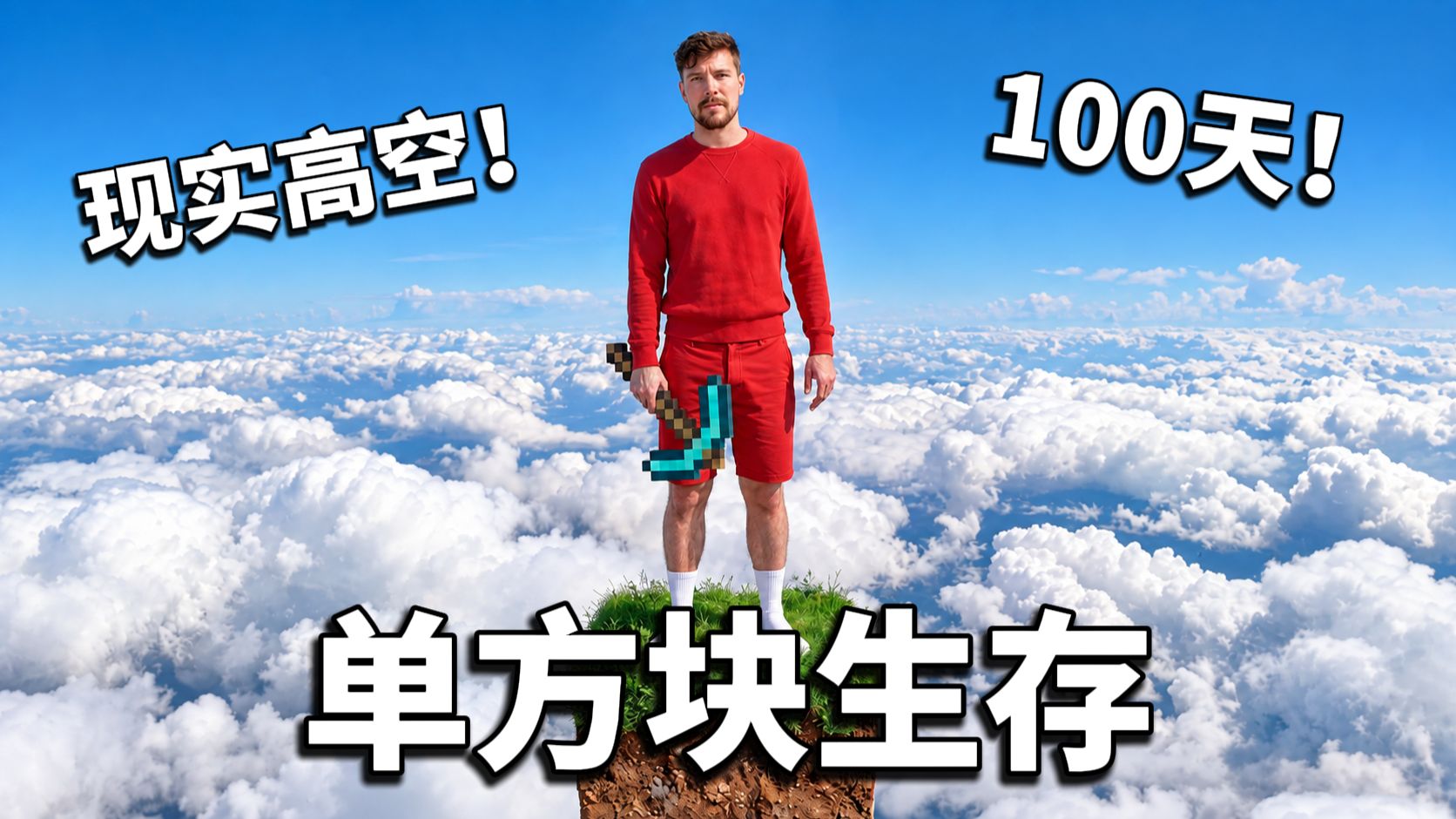吊在高空挑战单方块模式100天，打不赢末影龙我们就跳下去！
